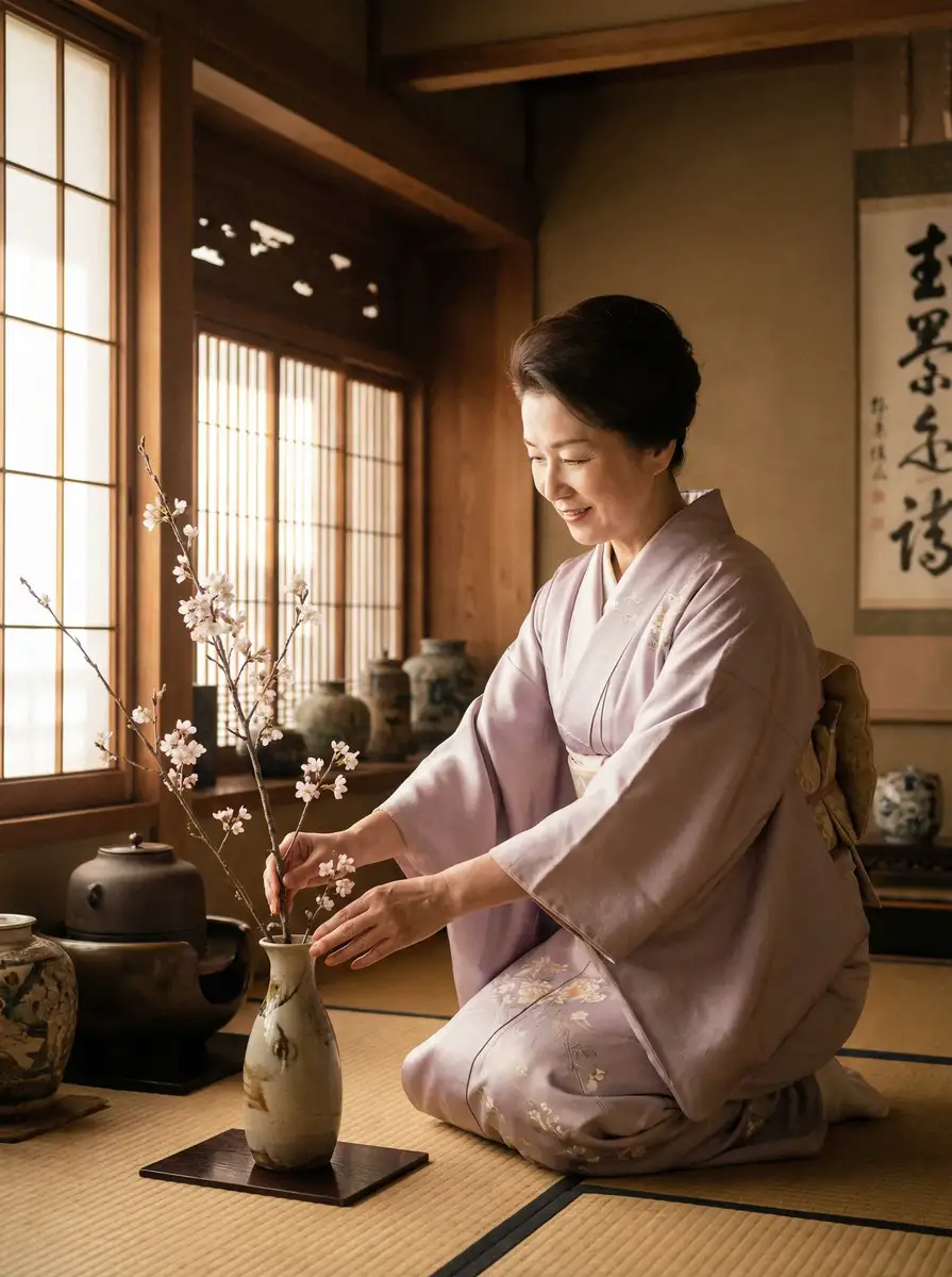 一位优雅的 里番动漫-里番动漫高清播放~里番动漫独家资源站 在和室中插花